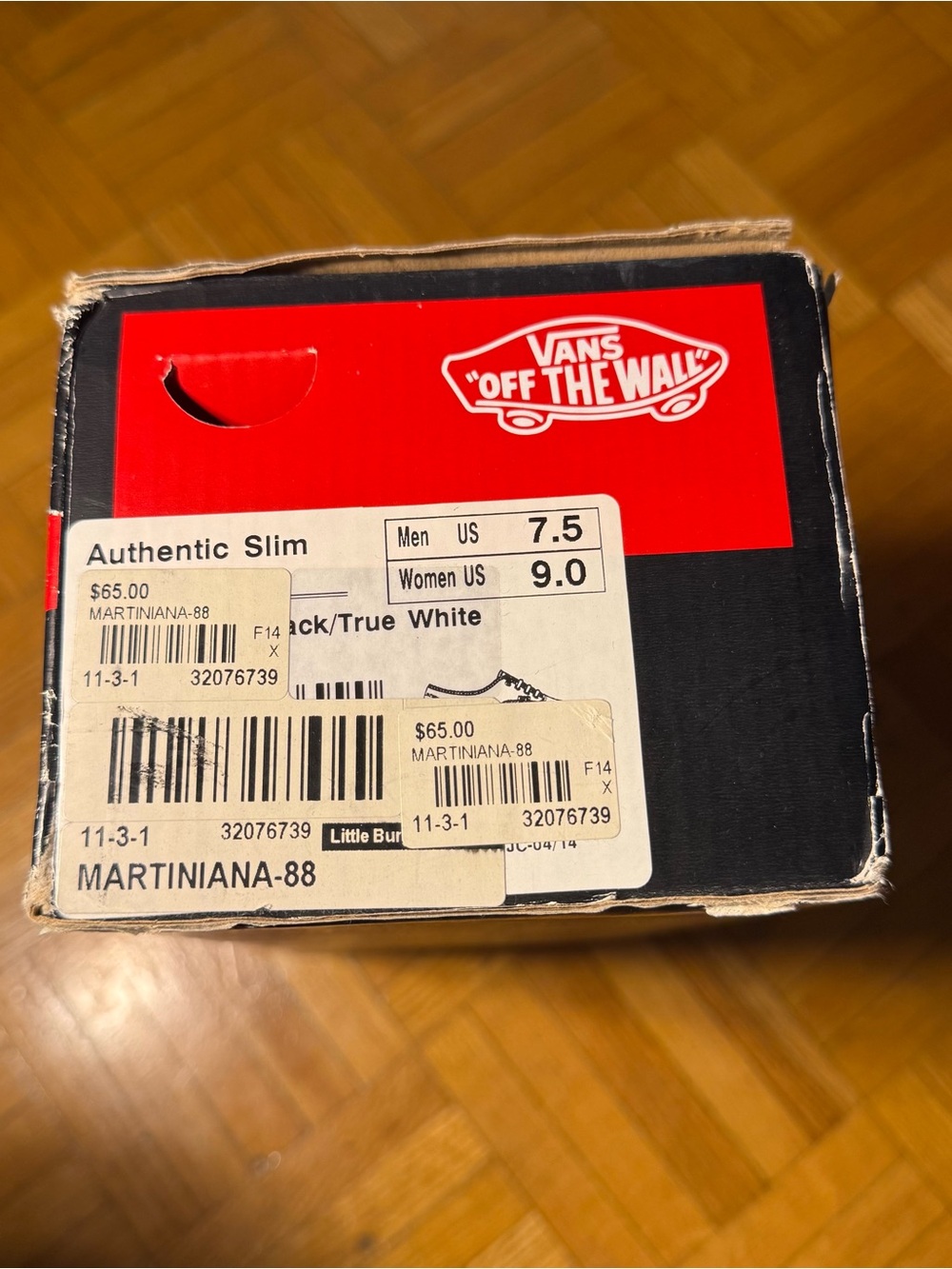 Vans Authentic Slim Black & Red Box Top - Picture 3 of 3